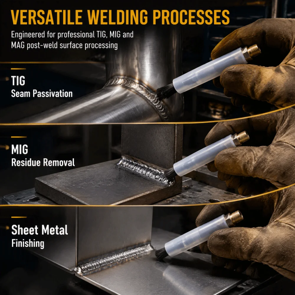 M6/M8/M10 Thread Welding Pickling Brush Copper and Fiber Acid Resistant Weld Seam Pickling Brush Fiber Heat Resistant