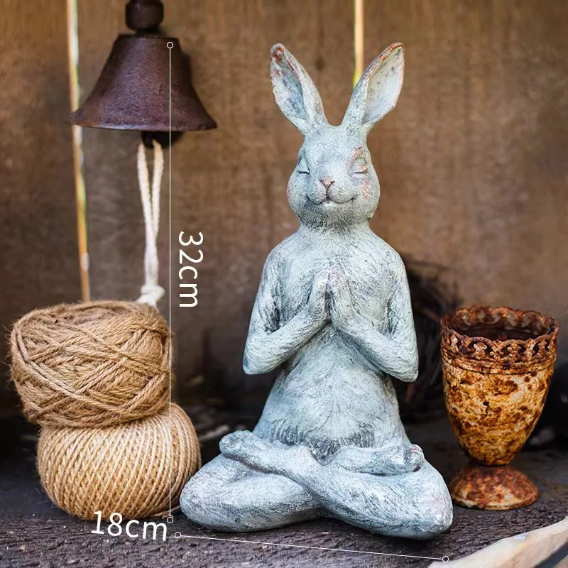 2025 Meditating Zen Rabbit Figurine Garden Statue Custom Resin Bunny Yoga Statue for Home Garden Easter Decoration