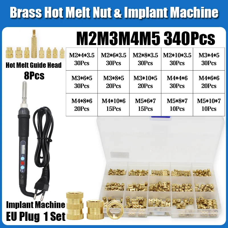 Bis zu 1459p einstellbare Temperatur elektrischer Lötkolben Wärme satz Messing einsatz Mutter Gewinde einsätze Heiß schmelze gerändelte Kupfer muttern – Detail 15