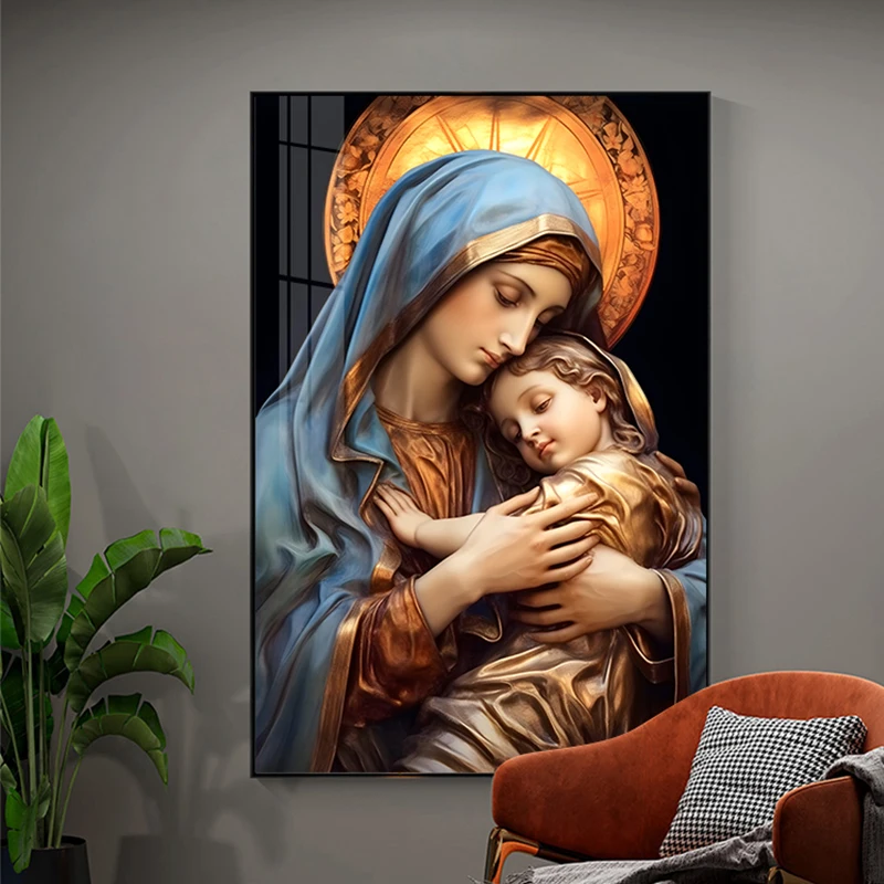 

Jesus Christ Oil Painting Poster Canvas Wall Art Prints For Home Decor god picture 50x70cm framed Crystal porcelain painting