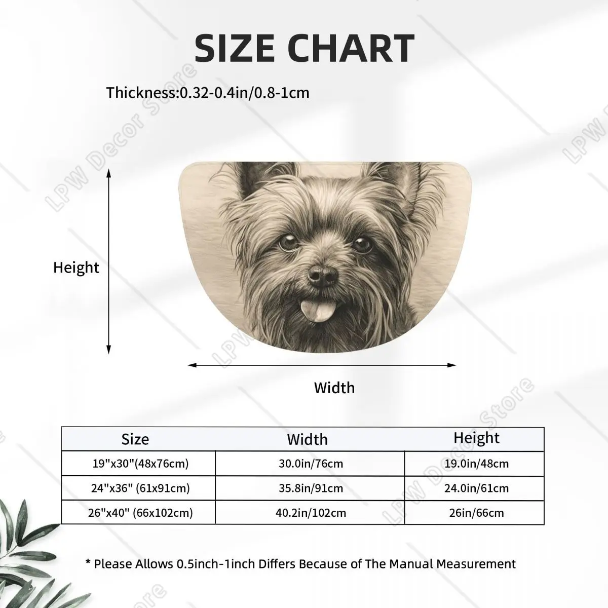 The Adorable Yorkshire Terrier Dog Soft Flannel Half Round Doormat Non Slip Bathroom Mat Absorbent Floor Carpet for Home Bedroom