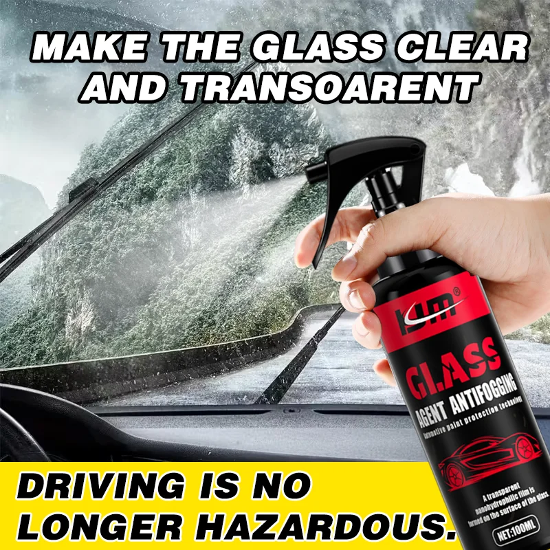 KJM 100ml Anti-Rain Water Repellent Spray - Car Windshield Anti-Fog, Clear Vision, Long-lasting Mirrors and Windows Protection