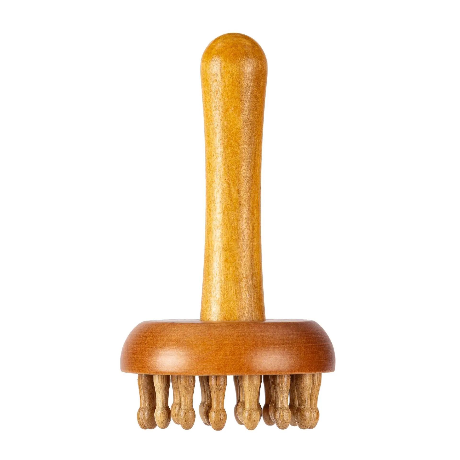 Solid Wood Meridian Massage Brush Long Handle Gua Sha Body Abdomen Leg Massager Full Body Wellness Tool