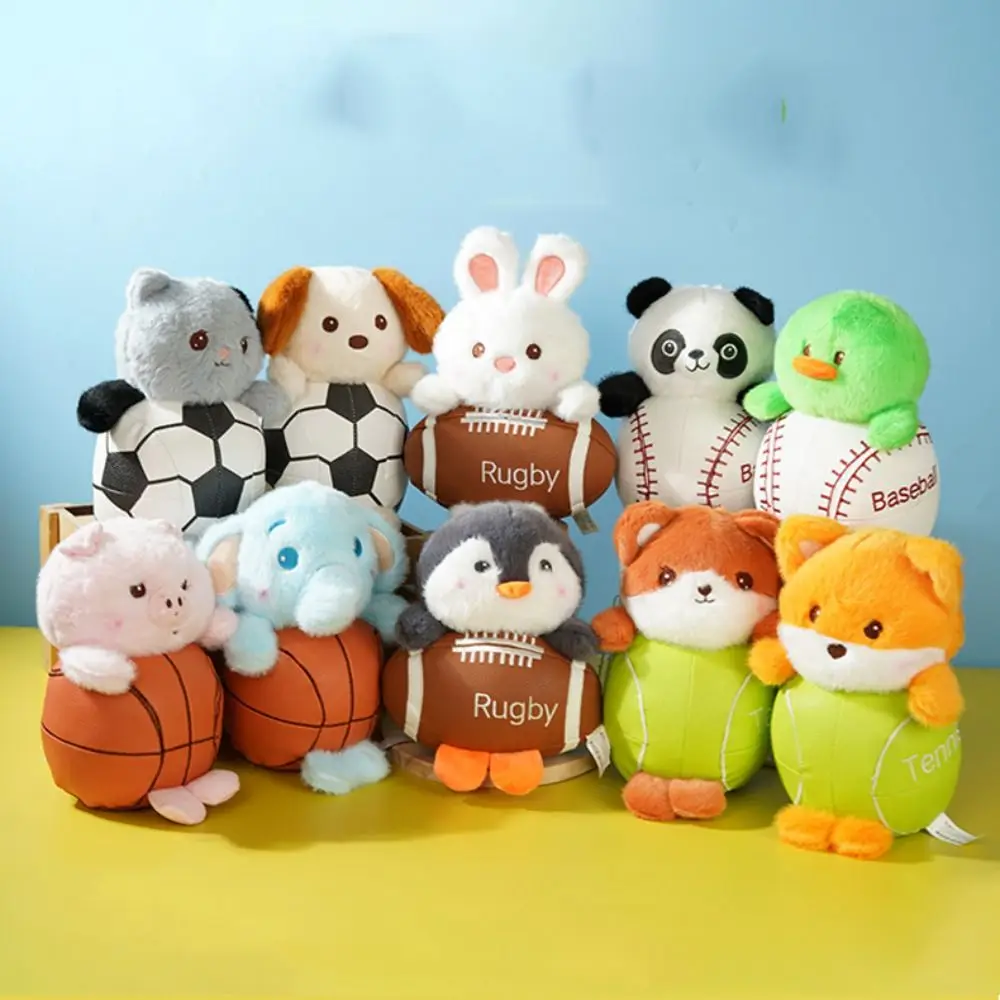 

Sports Series Tennis Raccoon Plush Toy Soft Fluffy Baseball Duck Plush Dolls PP Cotton Handmade Basketball Pig Plush Toy