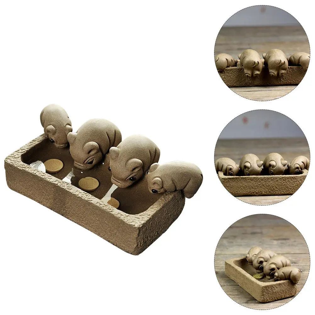 

1Pcs Purple Clay Tea Pet Handmade Piggy Crafts Decor for Tea Pot Shelf Display Home Interior Ornament