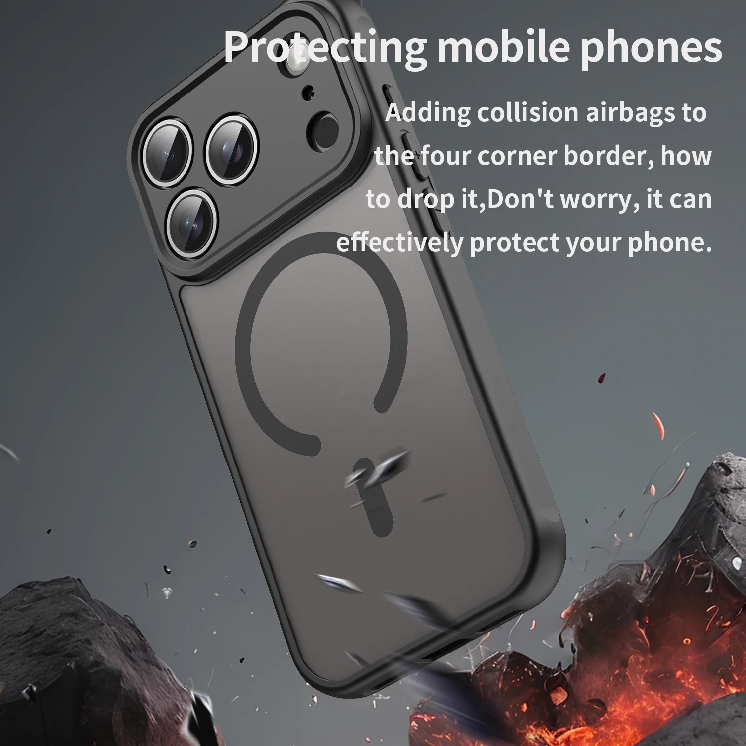Luxuriöse matte, stoßfeste Magsafe-Magnethülle für iPhone 17 Air 17 Pro 17 Pro Max, kabelloses Laden, stoßfeste harte Rückseite – Detail 1