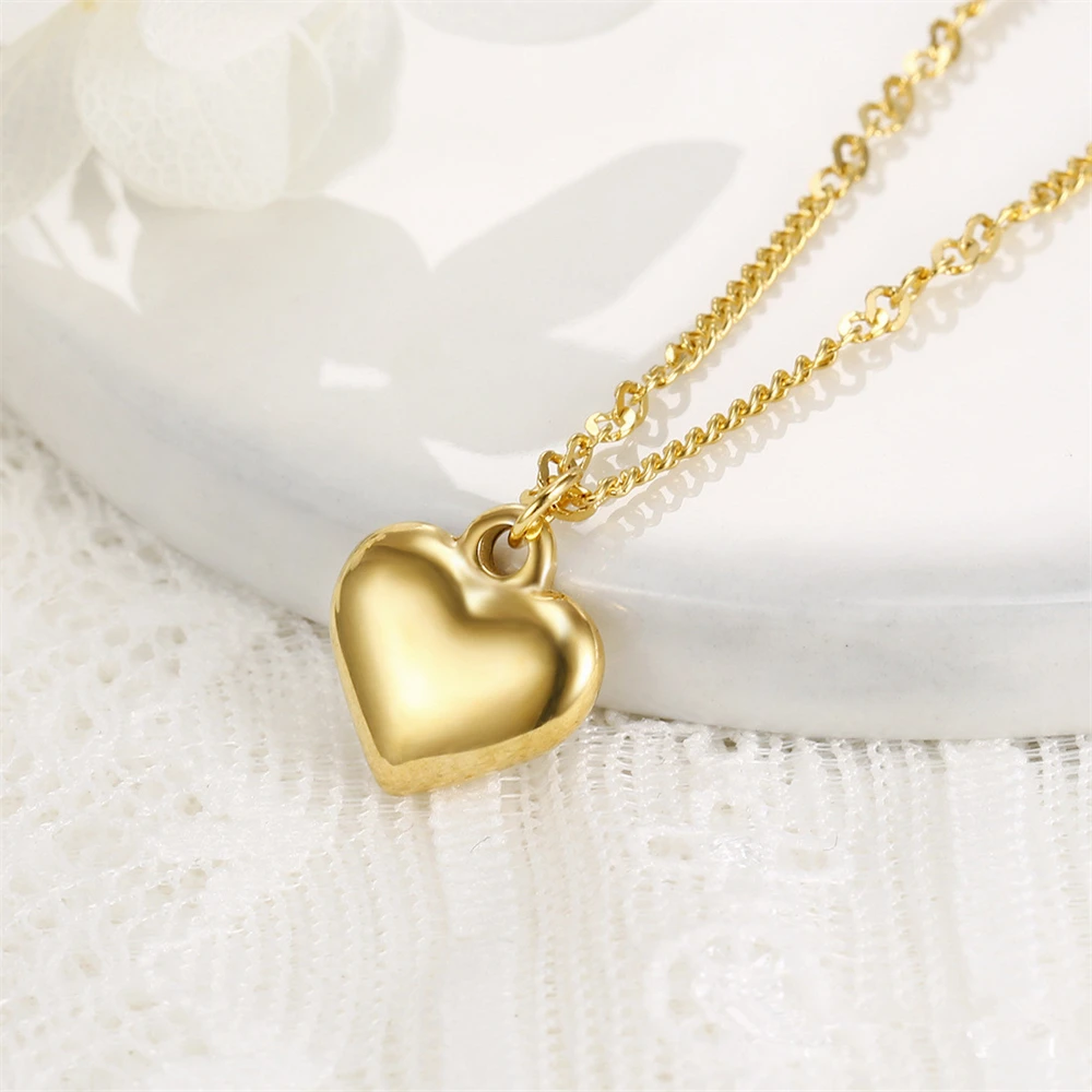 316 Stainless Steel Love Heart Pendant Necklace For Women Fashion Trend Neck Chain Jewelry Wedding Party Gift