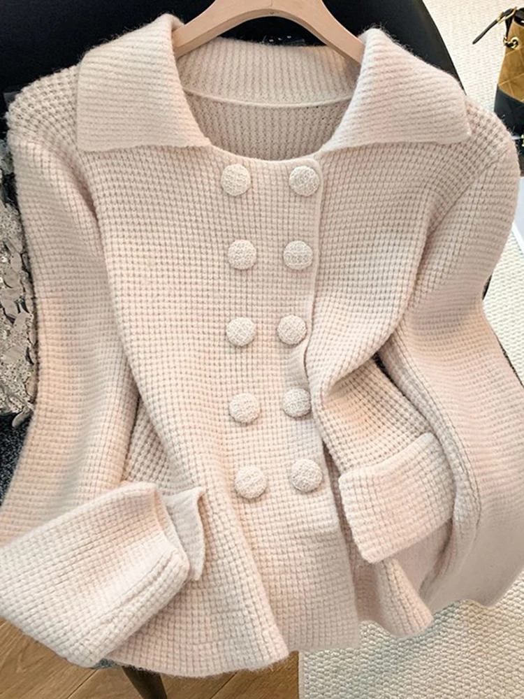 

Французский длинный вязаный свитер для женщин, весенний, модный, облегающий, базовый слой, верхняя одежда, повседневный, для путешествий и дома