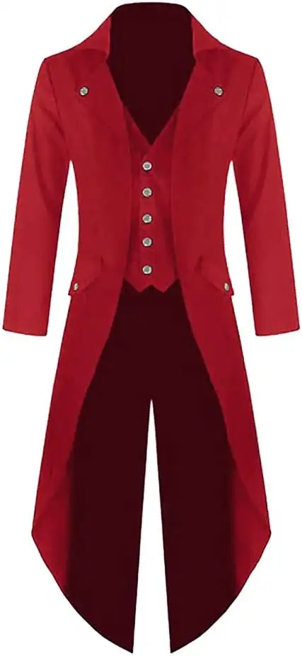 Boys Steampunk Victorian Tailcoat Jacket - Gothic Renaissance Pirate Halloween Costume Coat In Black, Purple, Green, Red