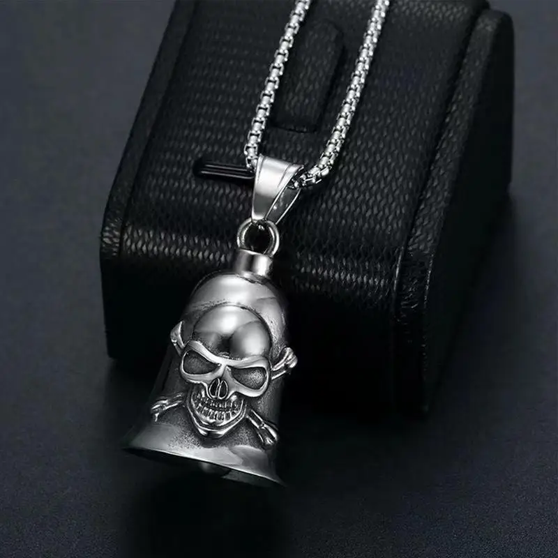 Guar&dian Bell Moto Punk Style Skull Design Bell Pendant Motorcycle Riding Amulet Pendant Rock Party Accessories