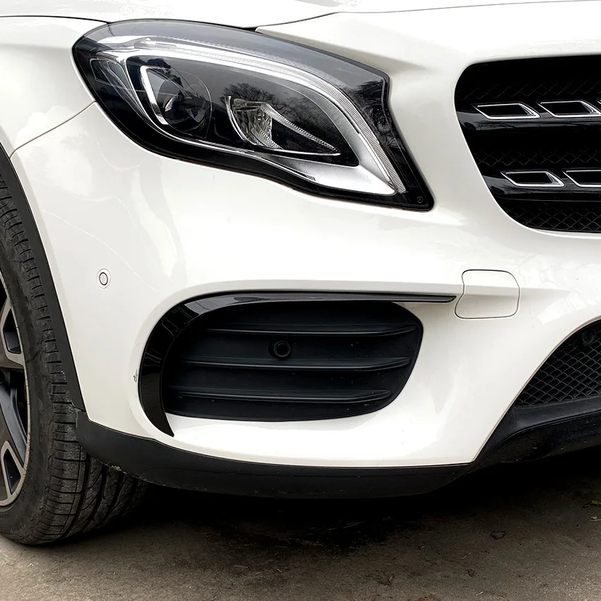 

2Pcs Front Bumper Spoiler Lip Splitter Trim ABS Fit For Mercedes Benz GLA-Class GLA220 250 X156 2017 2018 2019 Black