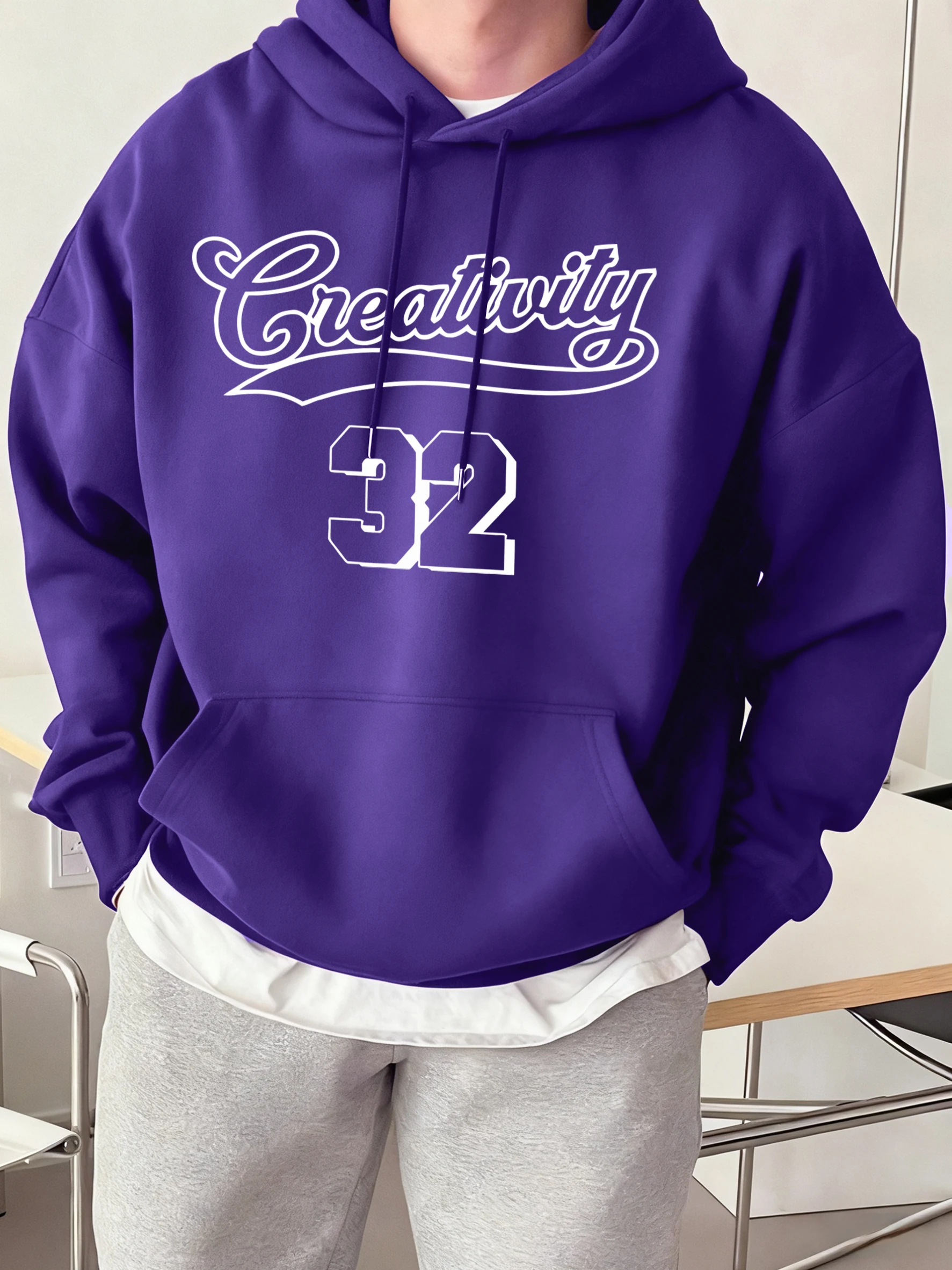 

Мужская повседневная толстовка с принтом номера 32, корейские флисовые пуловеры, простая одежда унисекс с круглым вырезом и длинными рукавами, уличная одежда в стиле хип-хоп