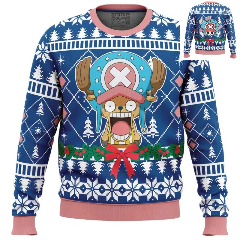 

Autumn Crew Neck One Piece Surprised Tony Tony Chopper Anime Christmas Sweatshirt Winter Soft Comfy Stylish Pullover Tracksuit