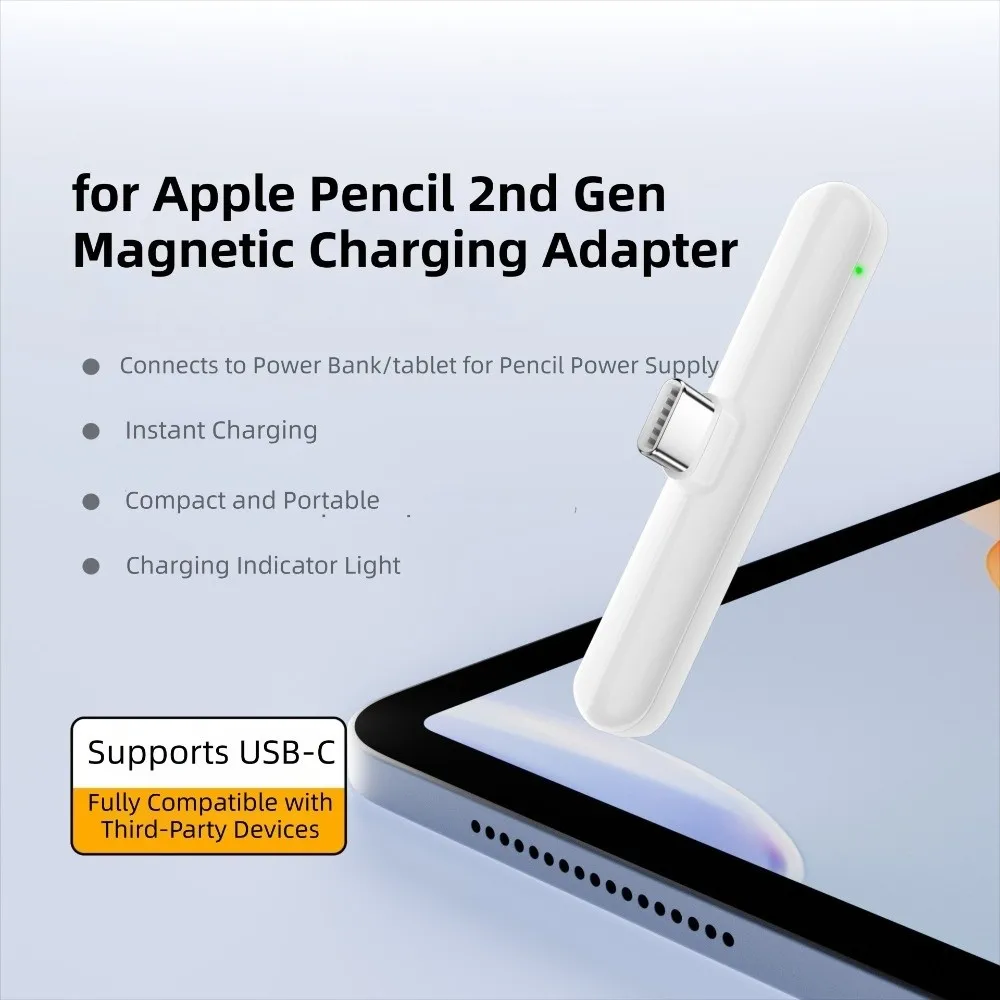 

Fast Charging Magnetic Charging Adapter Indicator Light Mini USB-C Connector Portable for Apple Pencil 2nd Generation