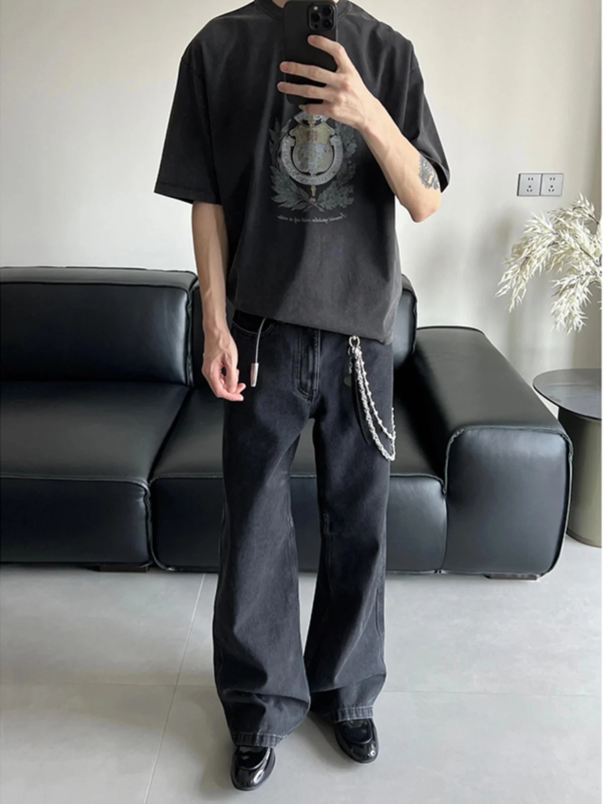 

Мужские джинсы American Sle прямого кроя, летние, в стиле High Street, с легким расклешением, износостойкие, для подростков, модные