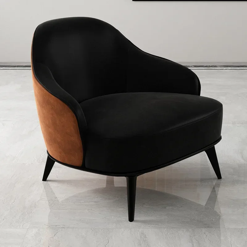 Lounge Chair Living Room Armchair Modern Luxury Reception Sofa Comfortable Relaxing Chairs with Back Nordic Single Black Sofas