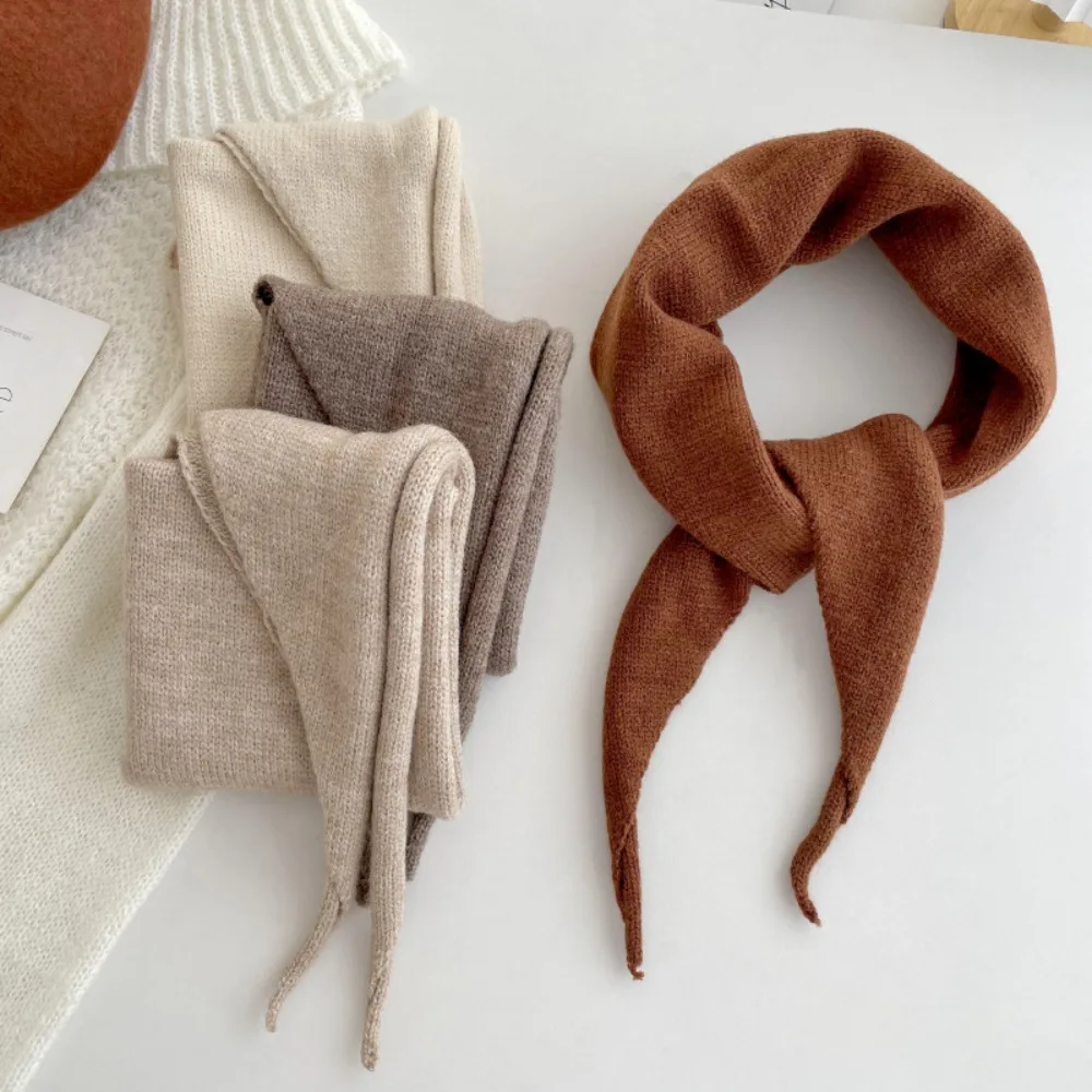 Fashion Korean Style Knitted Triangle Scarf Soft Thicken Winter Cashmere Scarves Casual Windproof Women Cashmere Shawl Female