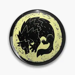 Woodcut Werewolf - Yellow Moon Pin Buttons Brooches  Jewelry Accessory Customize Brooch Fashion Lapel Badges