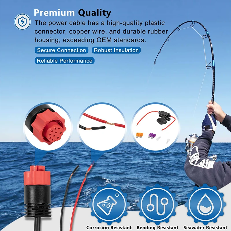 000-14041-001 Zamiennik kabla zasilającego HDS/Elite/Hook, 3 stopy, 2-przewodowe zasilanie tylko pasuje do Lowrance HDS, Elite FS, Elite Ti2, hak