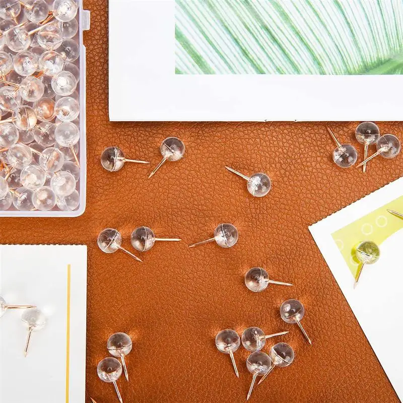 50Pcs Push Pins Delicate Transparent Thumb Tacks With Plastic Box Multi-Function Thumbtacks For Craft Projects Cork Board Photo
