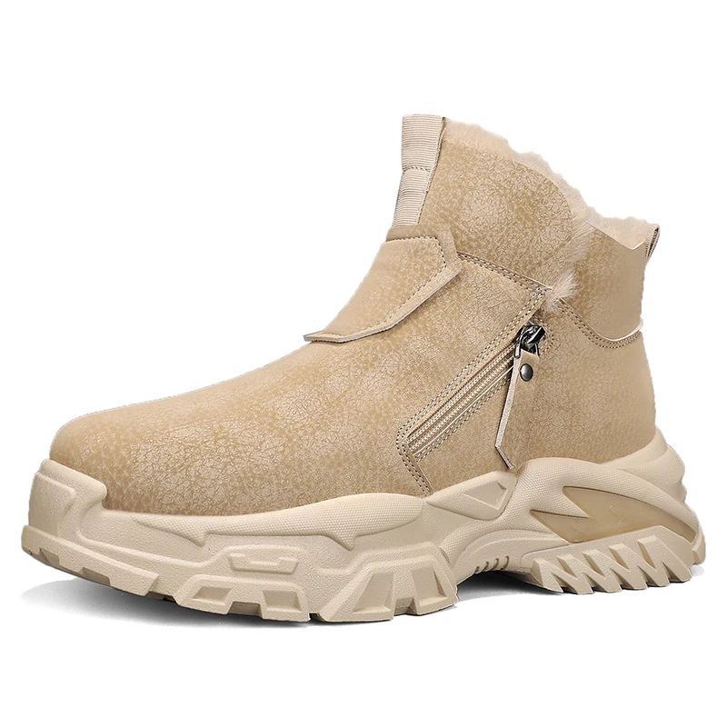 VIPOL Botas de nieve informales altas, de forro polar y gruesas, botas cálidas y zapatos de trabajo antideslizantes para otoño e invierno