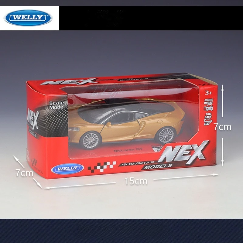 WELLY 1:36 McLaren GT Die-Cast Car Model Pull-Back Toy Vehicle Children Boy Birthday Gift Collection Miniature Voiture