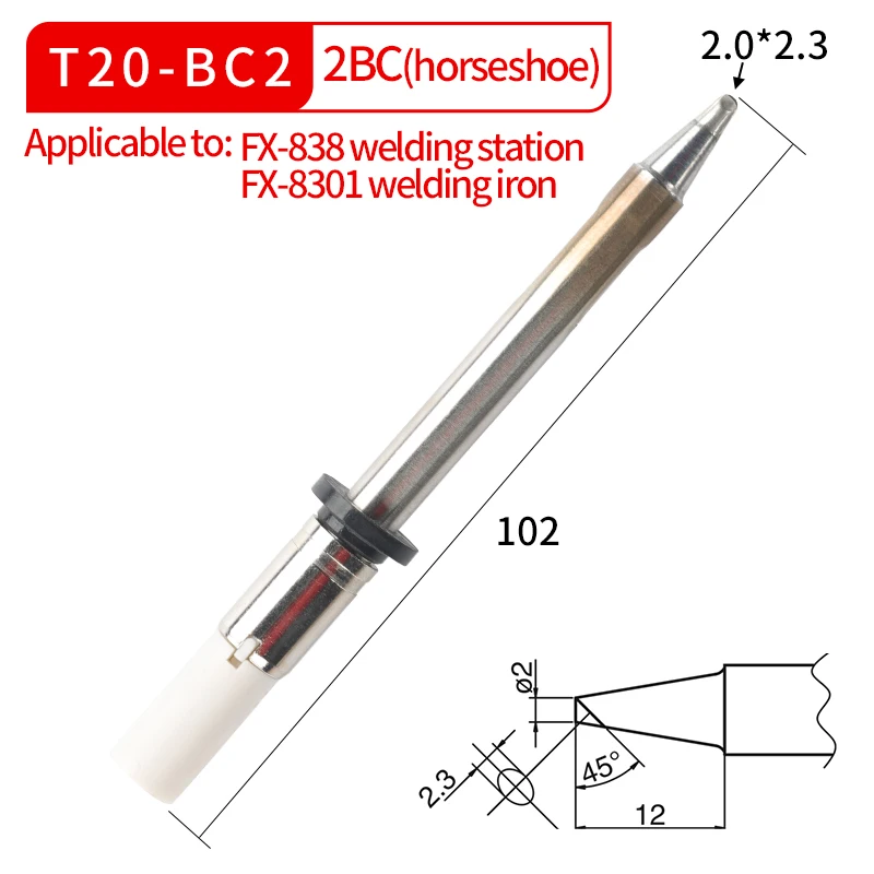 Imagem -06 - Estação de Solda Conjunto para Hakko Fx838 Olt T20 Pontas de Ferro de Solda Fx8301 8302 T20-b2 T20-c4 Conjunto de Dica