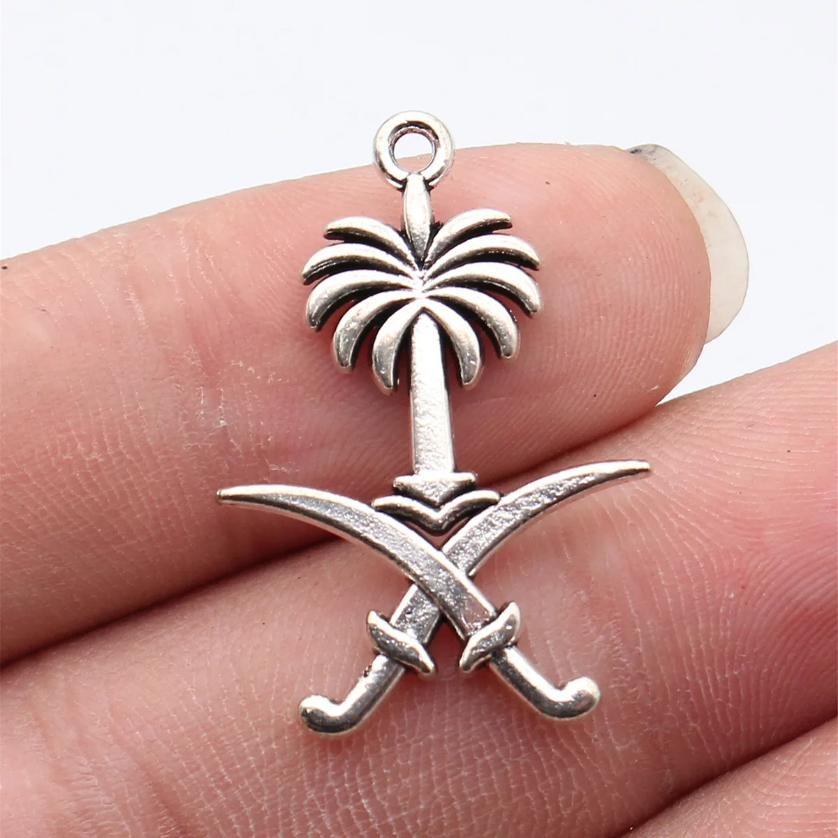 10pcs 31x22mm Antique Silver Color Saudi Arabia National Emblem Charms Handmade Jewelry Making Accessories