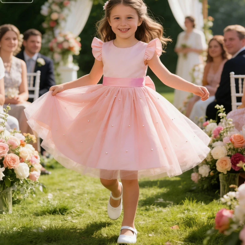 

Elegant Dress For Girl White Baptism Wedding Dress Prom Gown Big Bow Girl 1st Birthday Party Dress First Communion Evening Dress