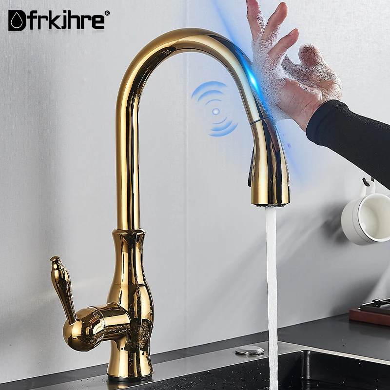 Sensor Kitchen Faucet Sensitive Touch Black Kitchen Faucet Two Modes Water Outlet Deck Mount Hot and Cold Mixer Tap Crane