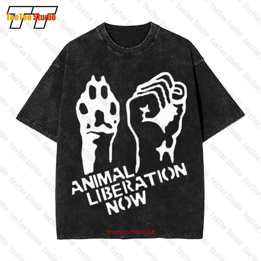 Animal Liberation Now Vegan Veggie Animal Rights Alf Protest Vintage Übergroßes T-Shirt HT64