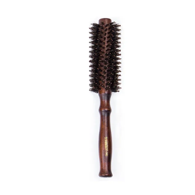 1pcs wooden handle anti-static round roll brush straight diagonal comb bristle round bucket curly hair brush hair styling tool