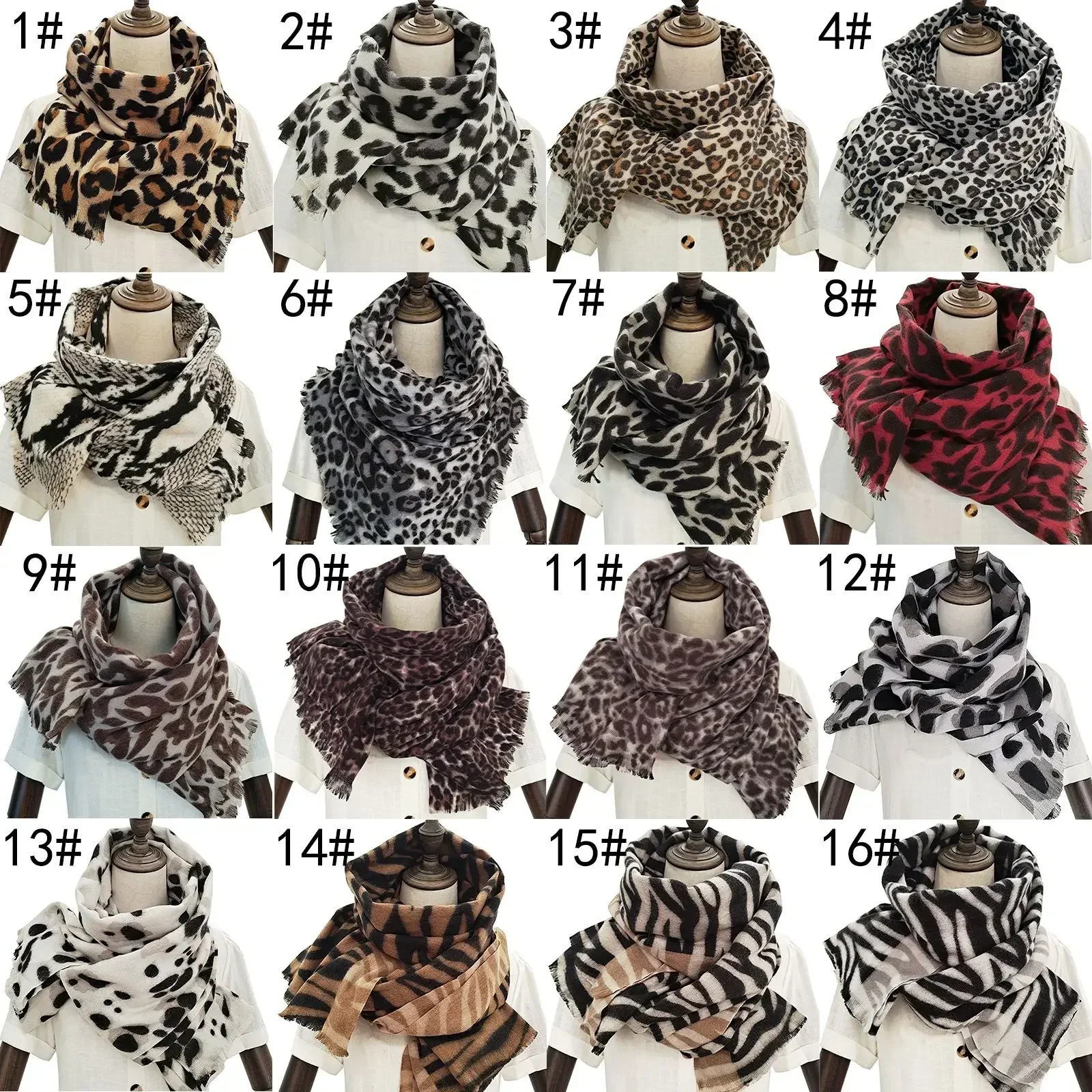 Nueva bufanda cálida de Cachemira de imitación con estampado de leopardo, bufanda decorativa a prueba de frío de doble uso para Otoño e Invierno,