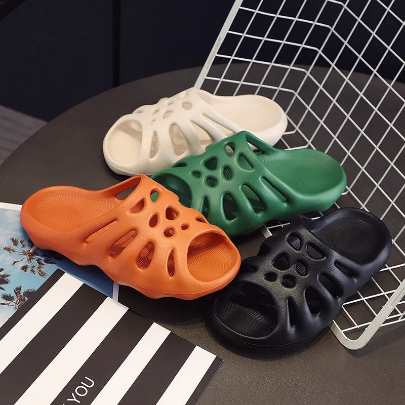 2023 New Wear Thick Sole Slippers Men and Women Summer Fashion Beach Shoes Leisure Spider Web Cool Drag Cool Slippers Female