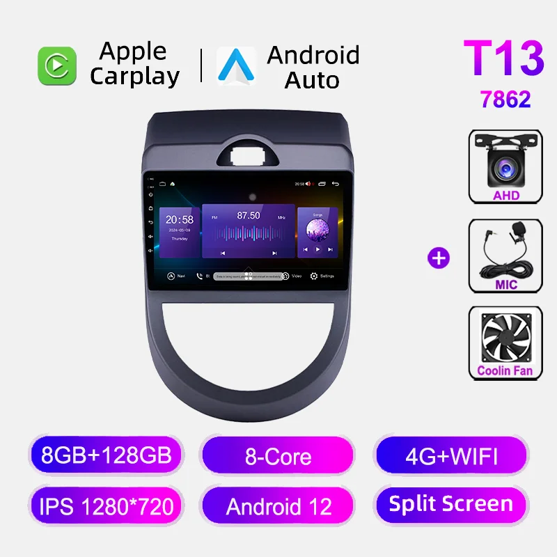 4G Wifi Android Autoradio Voor Kia Soul 2008-2011 Multimedia Videospeler Navigaion Gps Carplay Auto Head Unit Stereo 8 + 128Gb