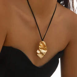 Ingemark Goth Black Korean Velvet Bow Chain Necklace for Women Punk Irregular Metal Pendant Choker Halloween Neck Jewelry Gift