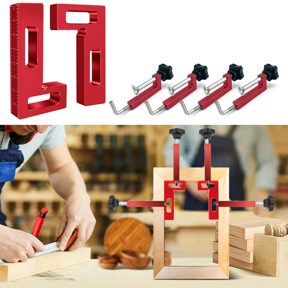 

Зажим для деревообработки под прямым углом 90 градусов для сборки каркасов шкафов, полок, коробов, с сильным захватом для панелей до 6 см