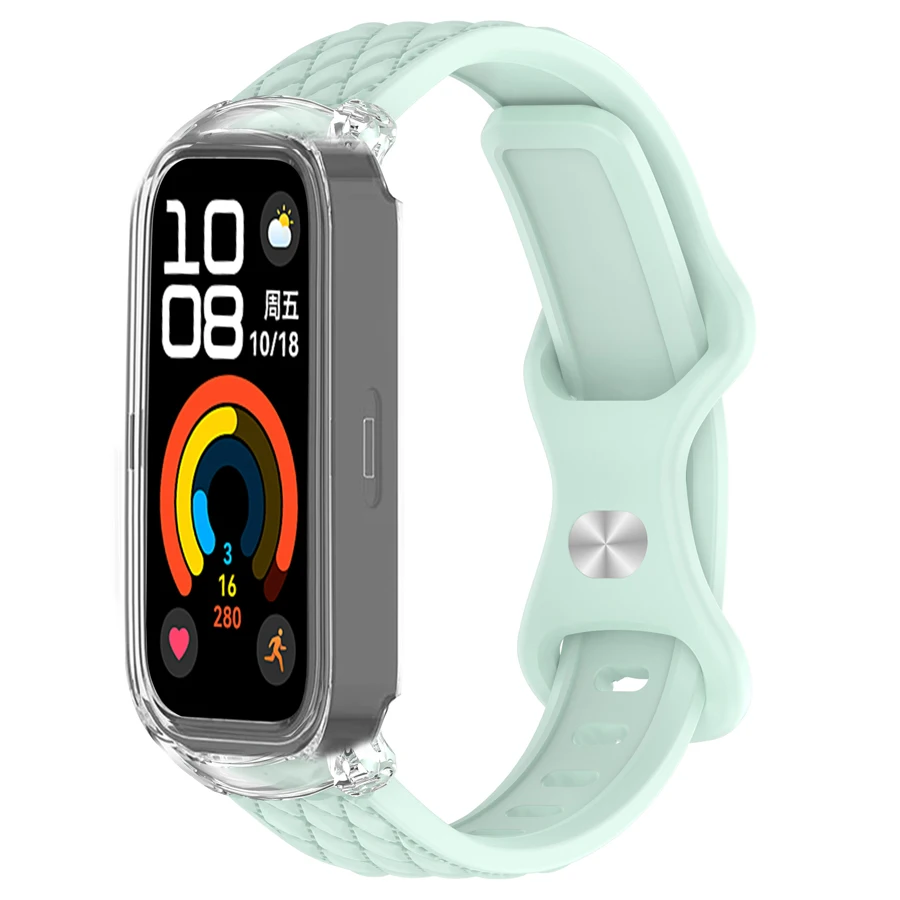 3D siliconen bandje voor Mi Band 9 8 Active horlogeband voor Xiaomi Smart Band 8 Active voor Redmi Band 3 2 polsband met PC hoesje