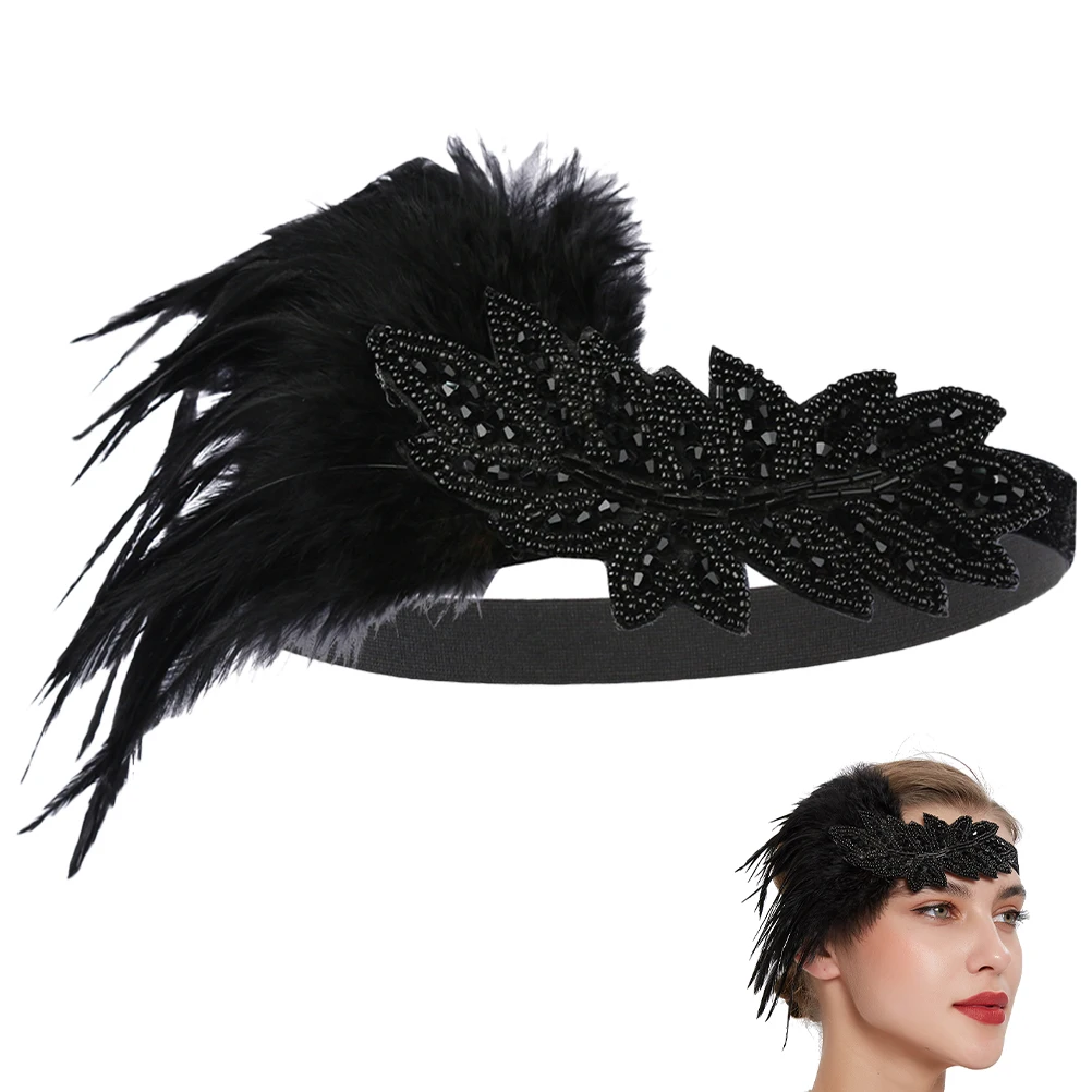 

Headband Costume Accessories for Women Flapper Headbands Hair Black Retro Bride