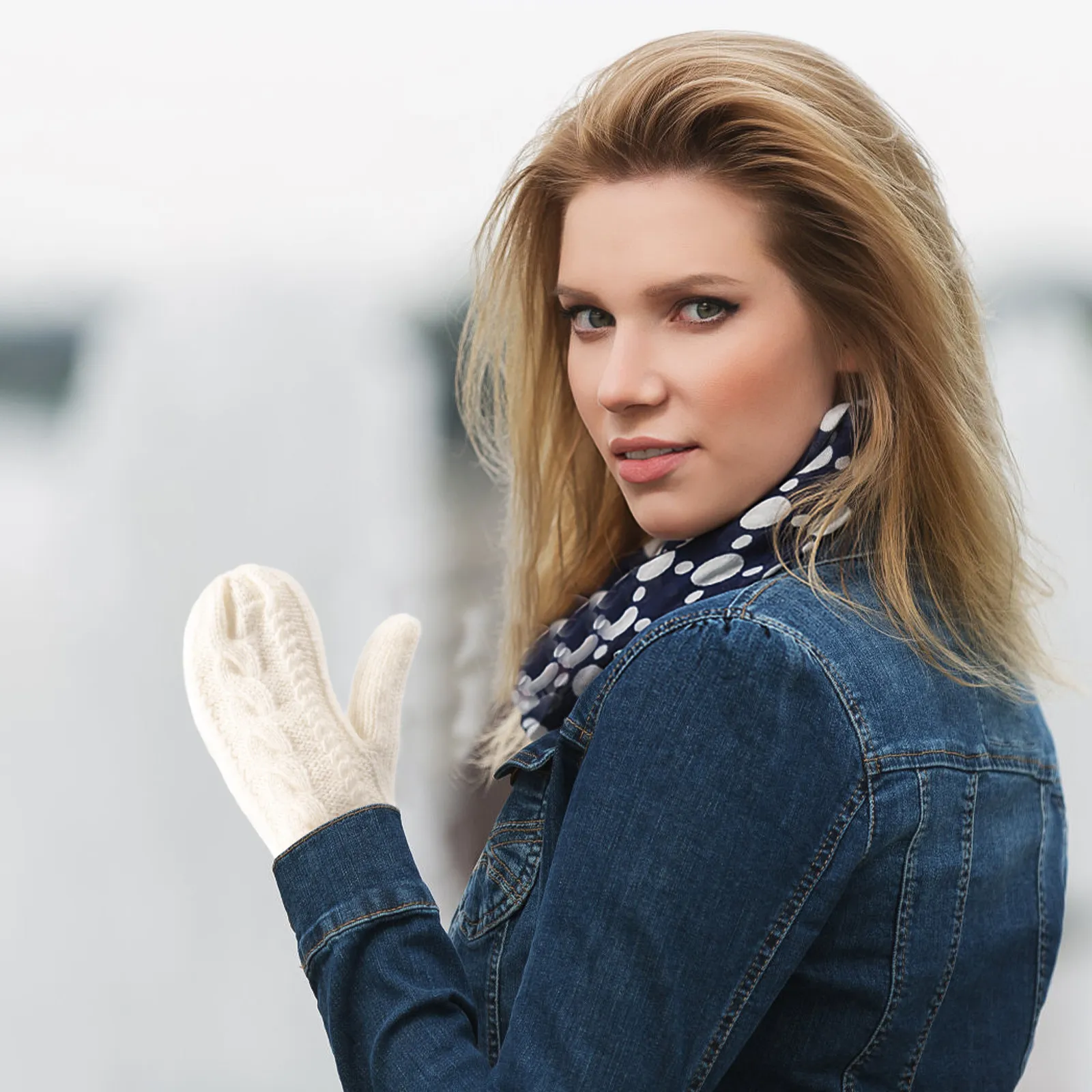 

1Pair Outdoor Mittens Women Winter Gloves Warm Lining Knit Thick Comfortable Durable Gloves Women Winter Outdoor Mittens