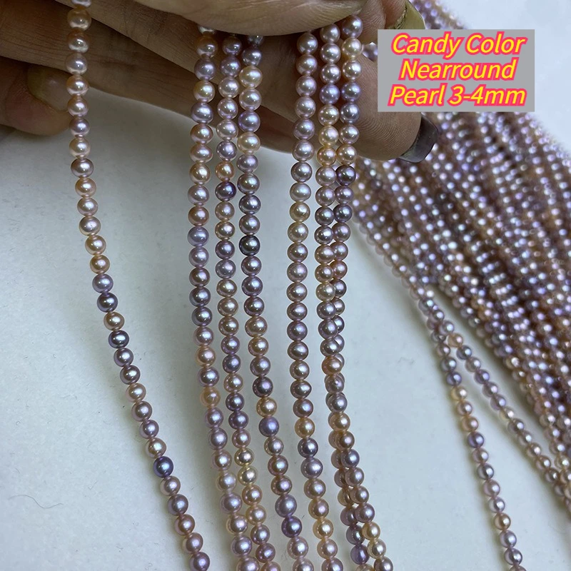 Candy Color Pearl Natural Freshwater Nearround Pearl 3-4mm For Jewelry Making DIY Bracelet Earrings Necklace Accessory