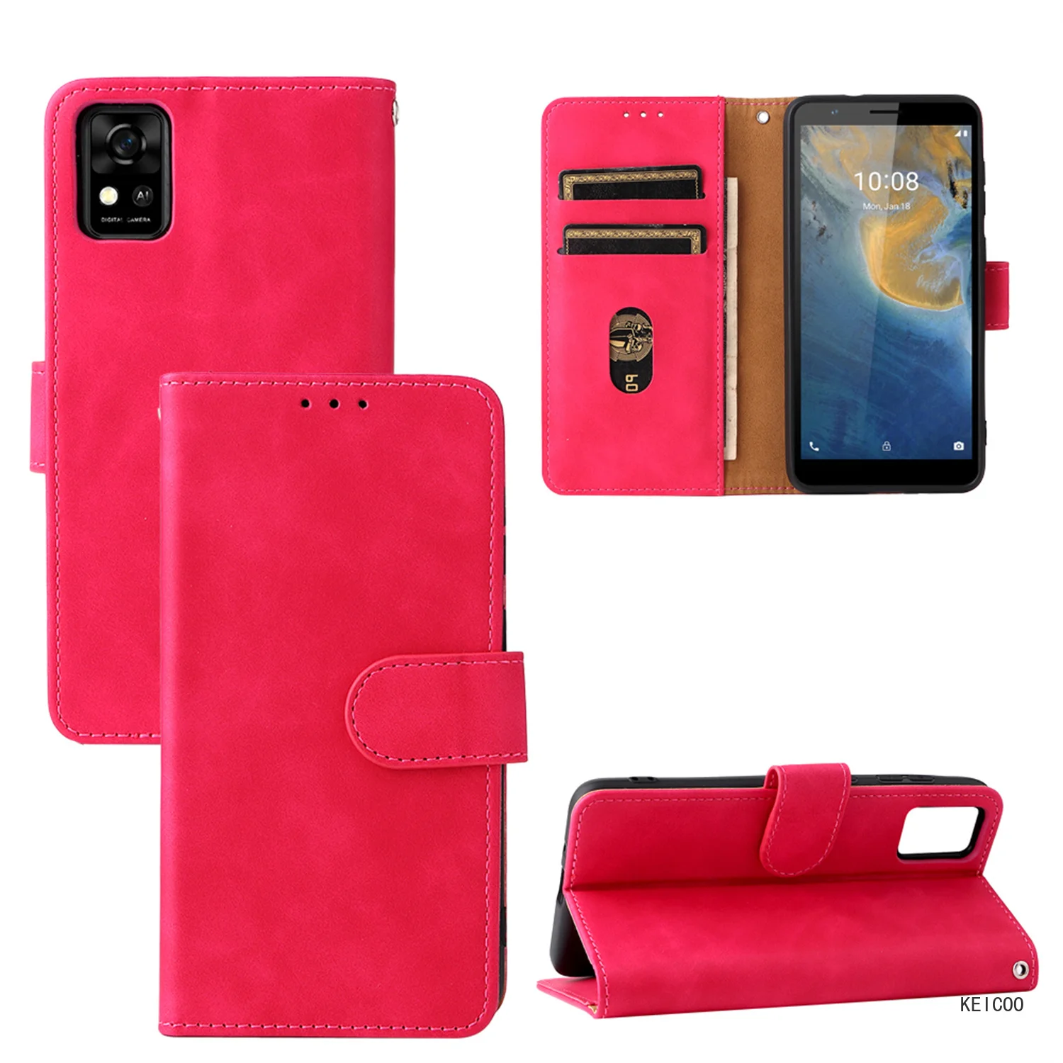 Solid Color Phone Shell for ZTE Nubia Red Magic Libero 6 A1 ZTG01 Pro 5G II III Business Multi-Card Slot Wallet Clip Cover