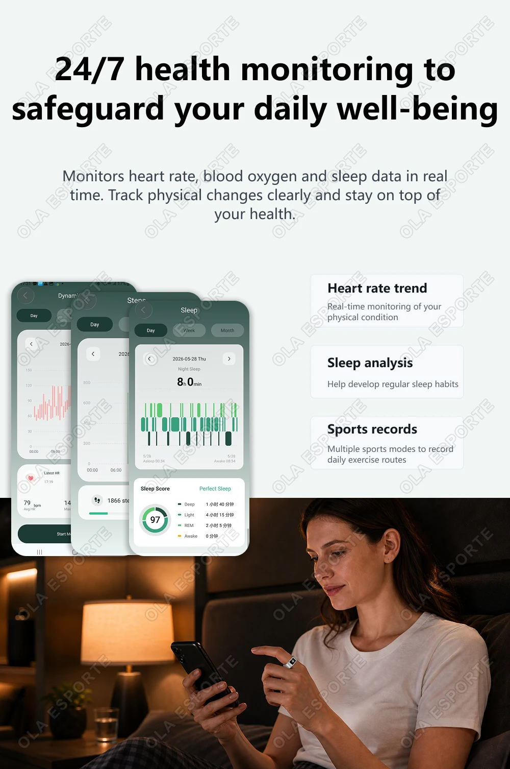 AI Recording Translation Smart Ring Heart Rate Blood Oxygen Sleep Monitor Touch Voice Recorder Sports Waterproof Smartring R12