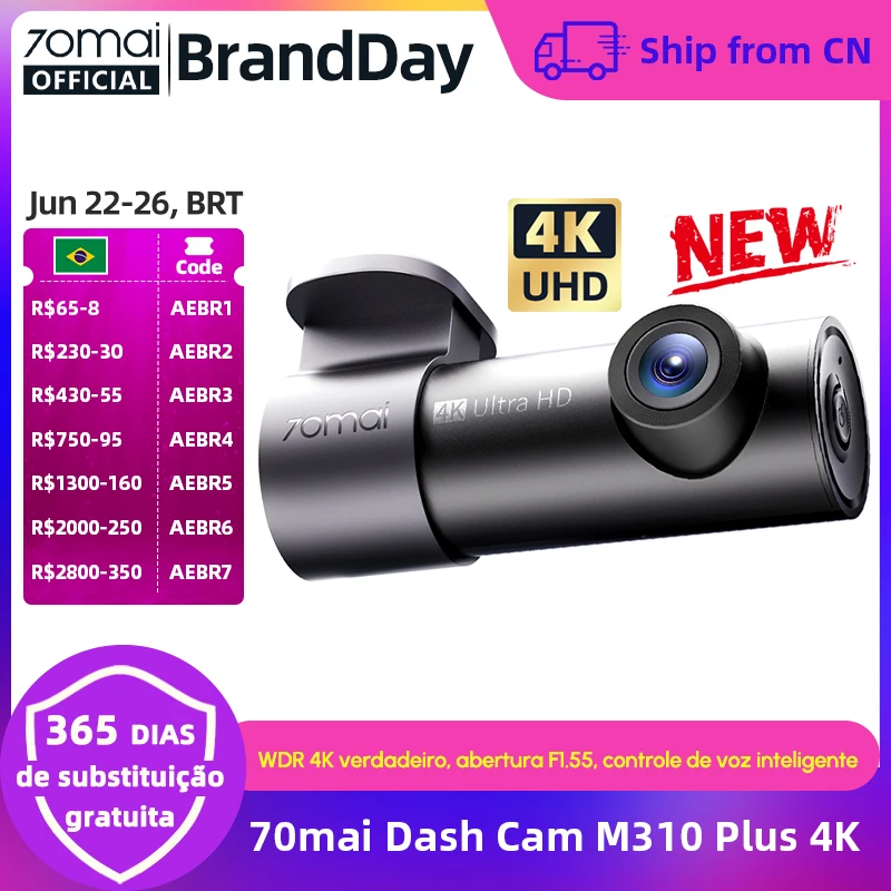 【novita】70mai-dash-cam-m310-plus-4k-2160p-wdr-360-°-obiettivo-rotante-con-super-visione-notturna-24h-telecamera-di-parcheggio-70mai-m310-plus-4k