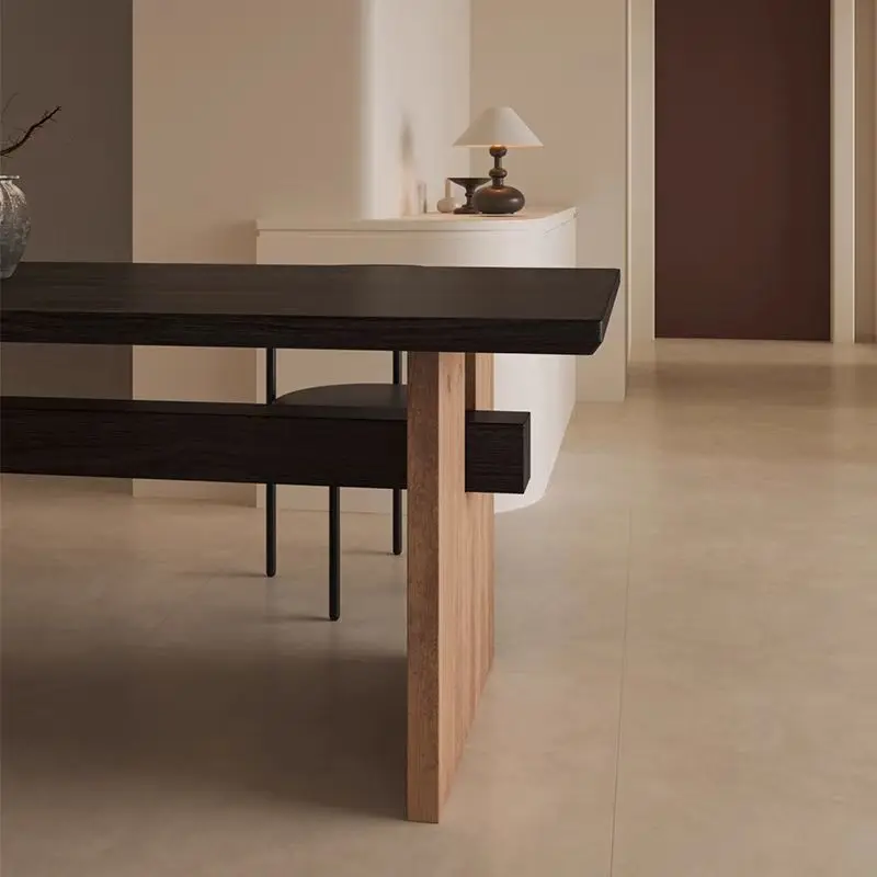 Medieval style solid wood dining table modern simple desk desk wabi-**** wind B & B family rectangular workbench