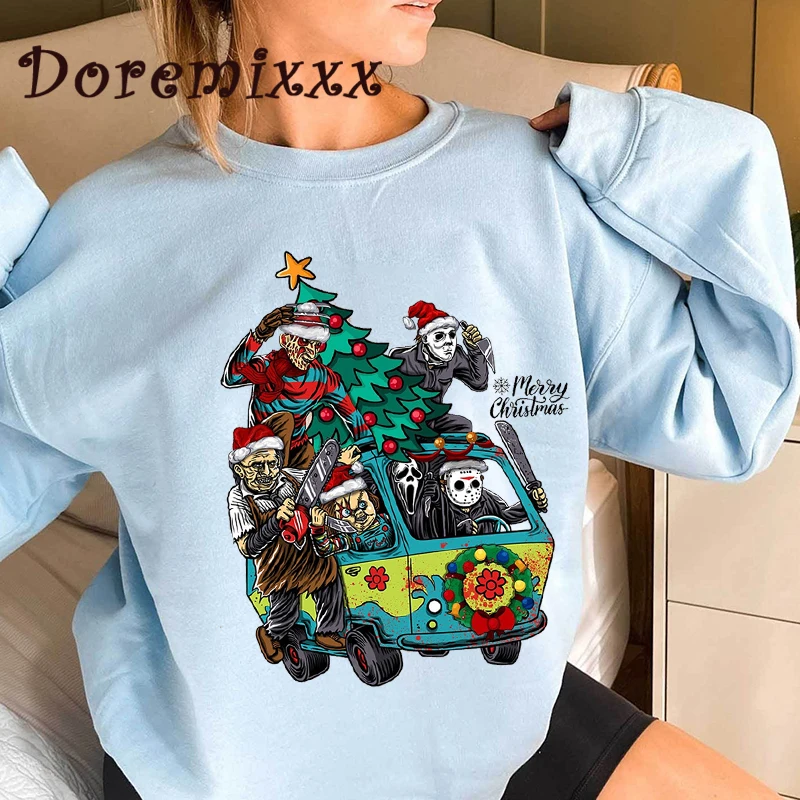 

Christmas Sweatshirt Horror Movie Hoodies Women Harajuku Pullovers Casual Tops 80 90s Hooded Sweatshirts for Men Clothing Unisex