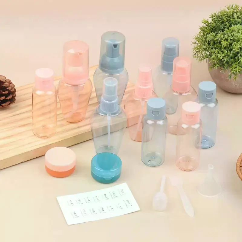 ชุดขวดเดินทาง 10 ชิ้น ชุดอุปกรณ์อาบน้ำแบบพกพา ป้องกันการรั่วซึม ขนาดพกพาสำหรับขึ้นเครื่องบิน ขวดใสสำหรับใส่โลชั่น แชมพู