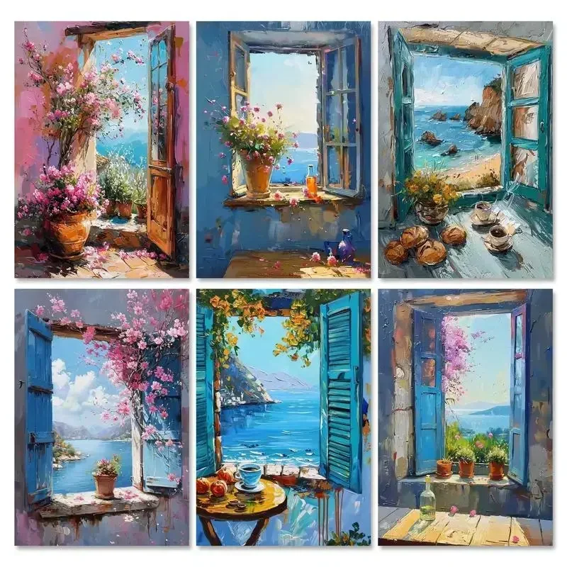 Frame Paint By Numbers For Adults Landscape Diy Crafts Flowers Drawing By Numbers Wall Art For Home Decor
