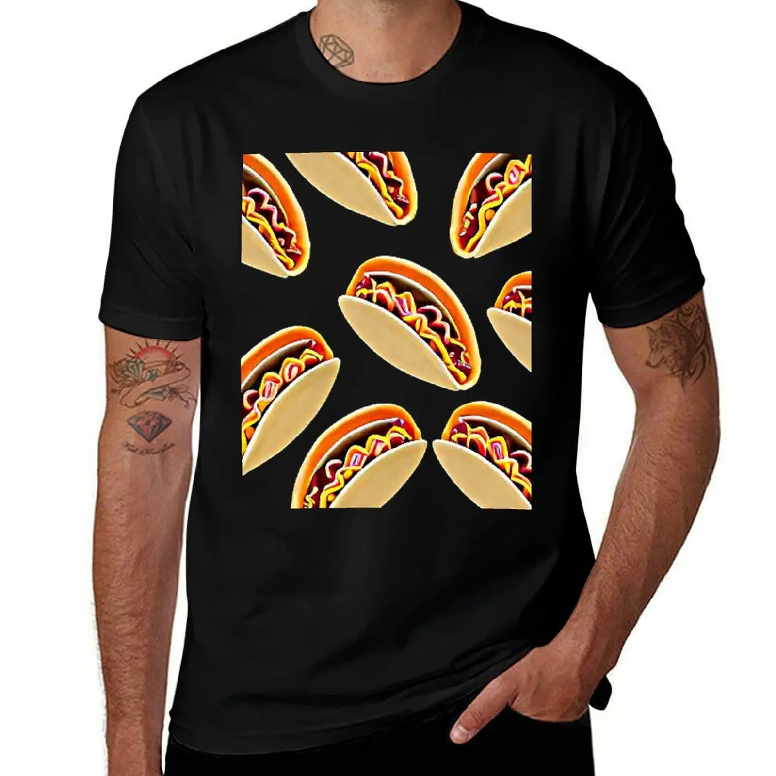 Tacos pattern, perfect for binge or movie night T-Shirt Fashion Casual Short Sleeve T-Shirt