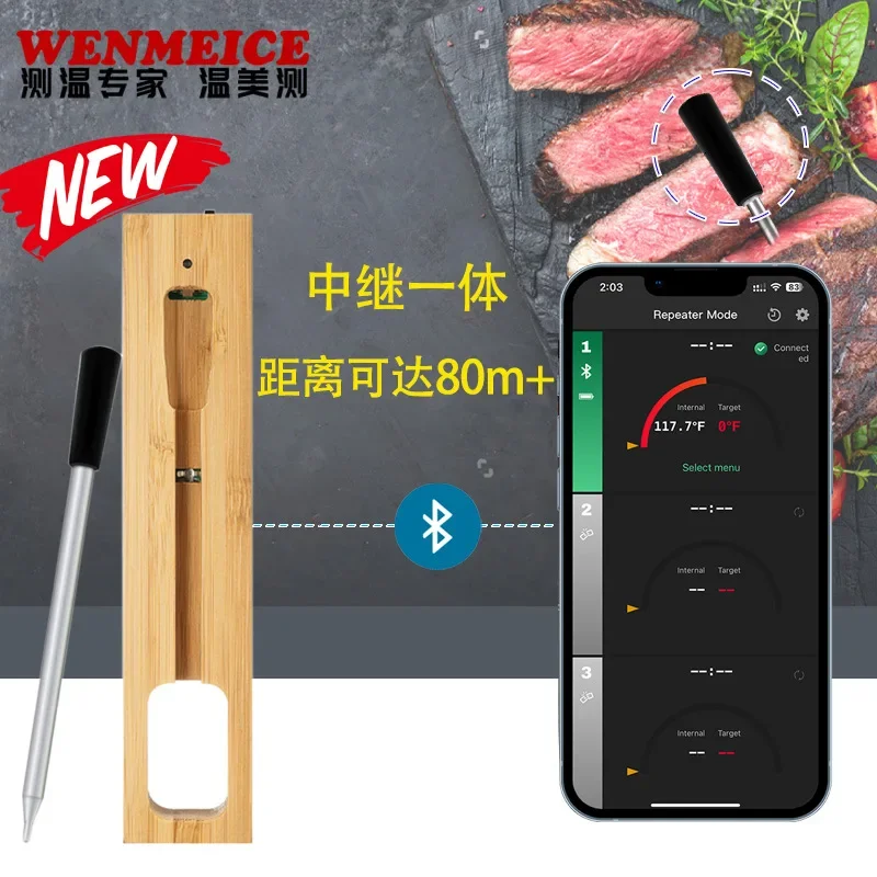 Smart Wireless Bluetooth Barbecue Barbecue Thermometer, Relay Mobile APP Oven Meat Food Thermometer